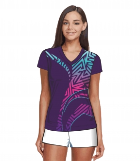 Футболка женская 205 рукав короткий втачной расцветка3 фиолетовая