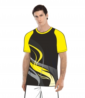 Футболка простая 208 мужская рукав короткий фигурный реглан расцветка1 желтая